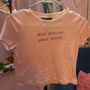 Beige Cotton “This Princess Saves Herself” Shirt